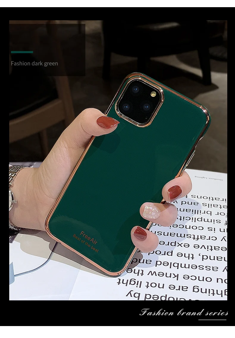 Мягкий глянцевый чехол для айфон, из силикона TPU, с золотой рамкой, для iPhone