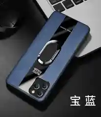 Синий чехол для Айфон в стиле Porsche из TPU c вставками из кожи и магнитом подставкой Phone