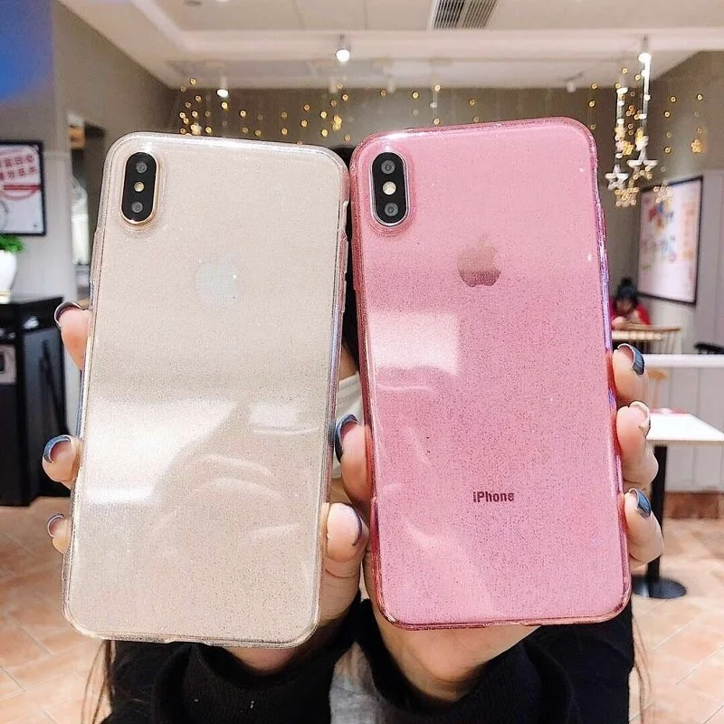 Чехол для айфон блестящий, мягкий, тонкий из ТПУ, противоударный  для iPhone