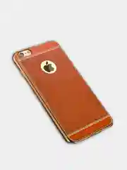 Чехол для Айфон из мягкого TPU с покрытием под кожу в золотой рамке для iPhone