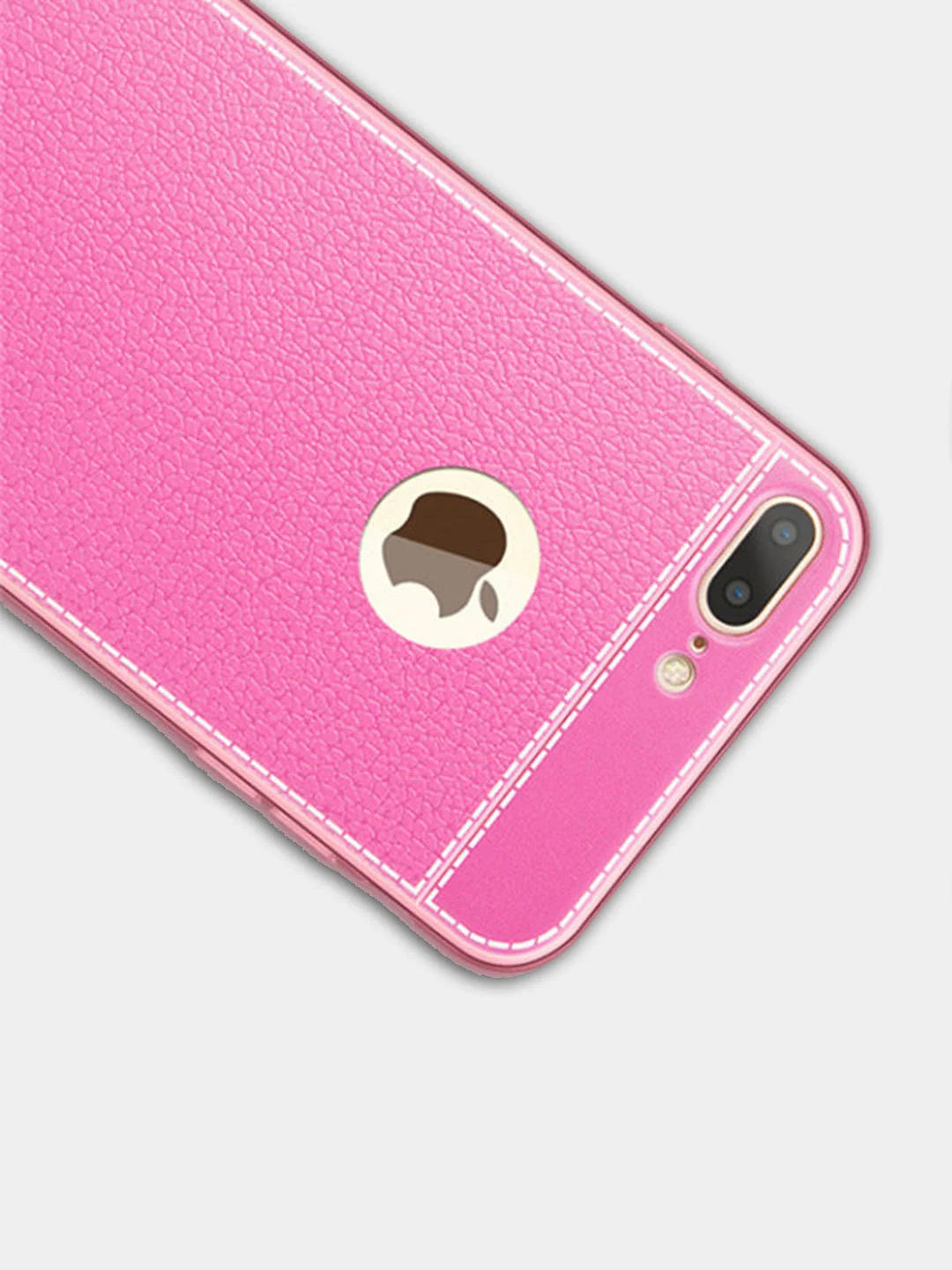 Чехол для Айфон из мягкого TPU с покрытием под кожу в золотой рамке для iPhone