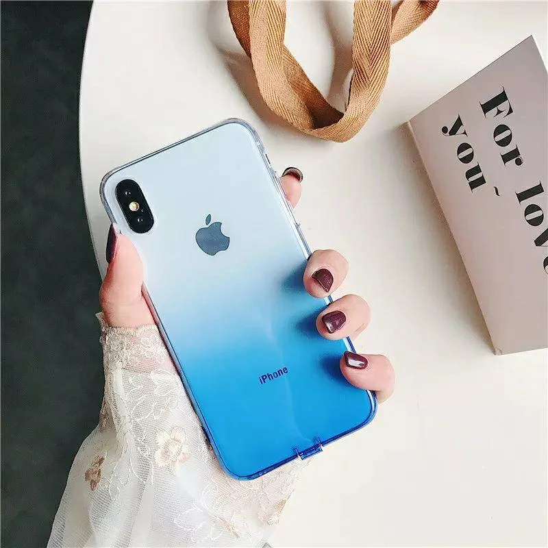 Синий силиконовый чехол на iPhone | Полупрозрачный градиент 5 / 5s / se / 6 / 6s / 6+ / 6s+ / 7 / 8 / 7+ / 8+ / X / XS / XR / XS Max / 11 / 11 Pro / 11 Pro Max / SE 2020