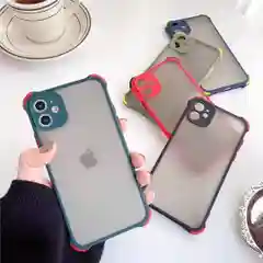Чехол для iPhone (Айфон) с защитой камеры, ударопрочный бампер по углам, матовое покрытие
