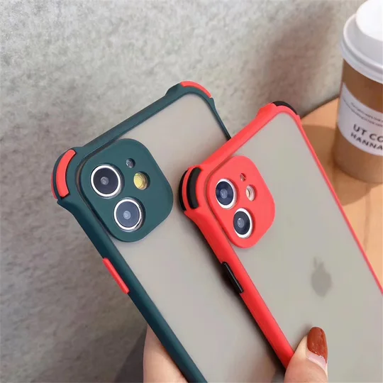 Чехол для iPhone (Айфон) с защитой камеры, ударопрочный бампер по углам, матовое покрытие