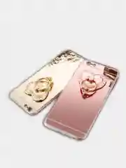 Зеркальный чехол для Айфон с подставкой в форме сердца для iPhone