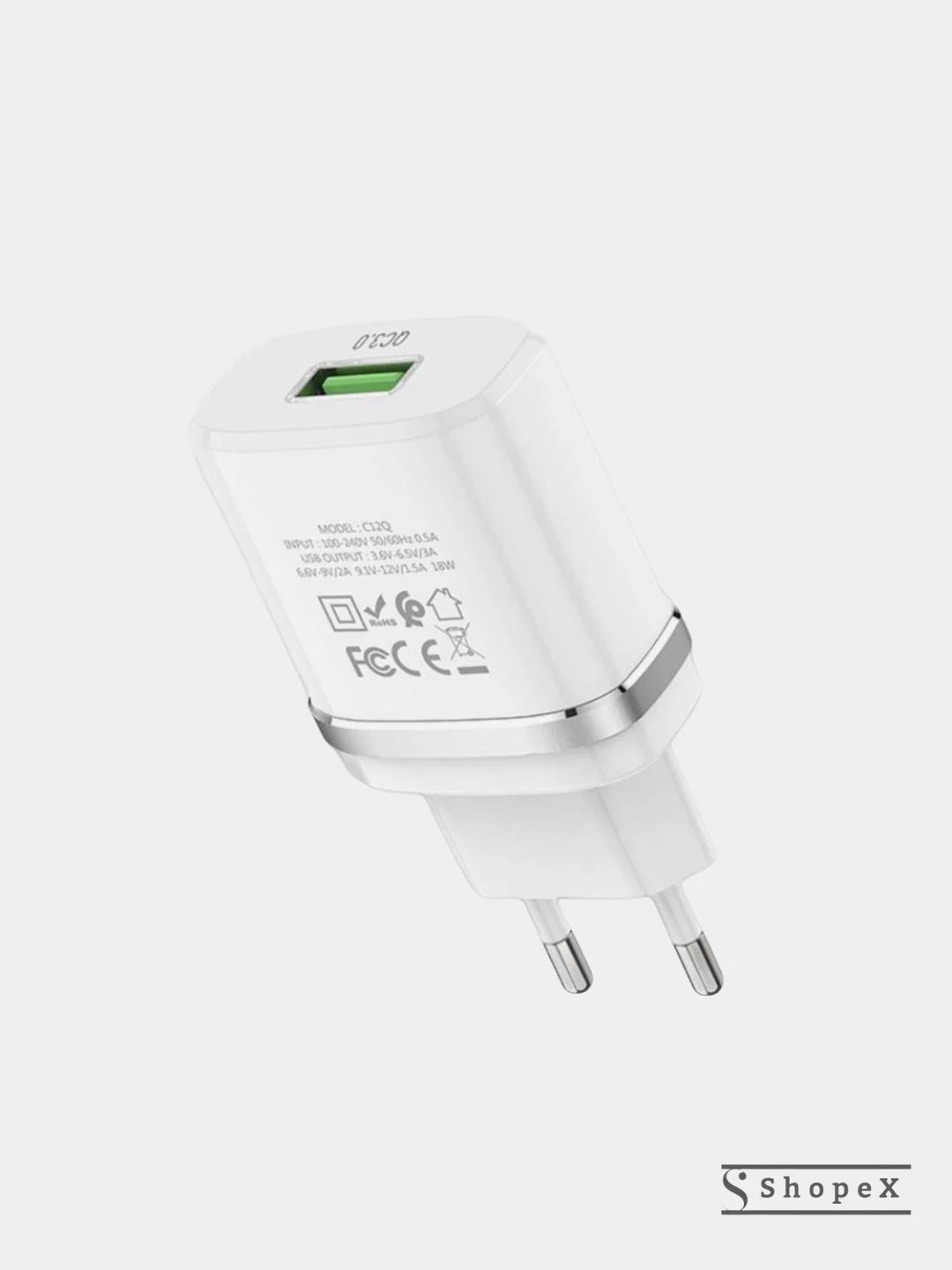 Белый сетевое зарядное устройство Type-C Hoco C12Q 18W QC 3.0 Самсунг/Хонор/Xiaomi/Андроид/Redmi