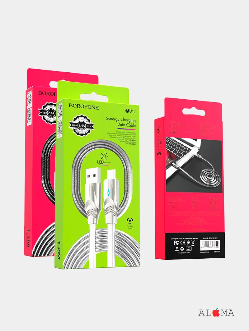 Кабель для зарядки и передачи данных Borofone BU12 Synergy Micro-USB 2.4А с индикатором