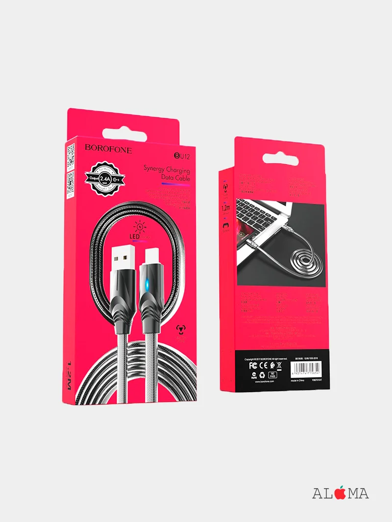 Кабель для зарядки и передачи данных Borofone BU12 Synergy Micro-USB 2.4А с индикатором