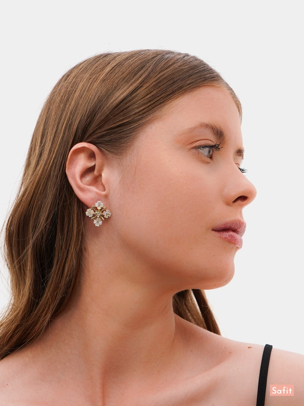 Серьги квадратные цветы Safit