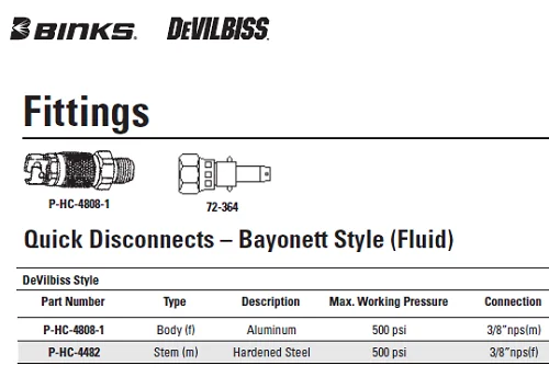 Штуцер Binks HC-4808-01-S-B38, 3/8", BSP DEVILBISS