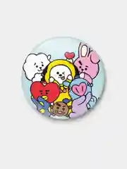 Фуксия к-поп значки "BT21", 56 мм