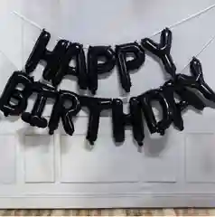 Черный воздушные шары "Happy Birthday". Фольгированный