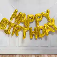 Золотой воздушные шары "Happy Birthday". Фольгированный