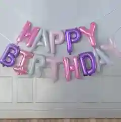 Пурпурный воздушные шары "Happy Birthday". Фольгированный