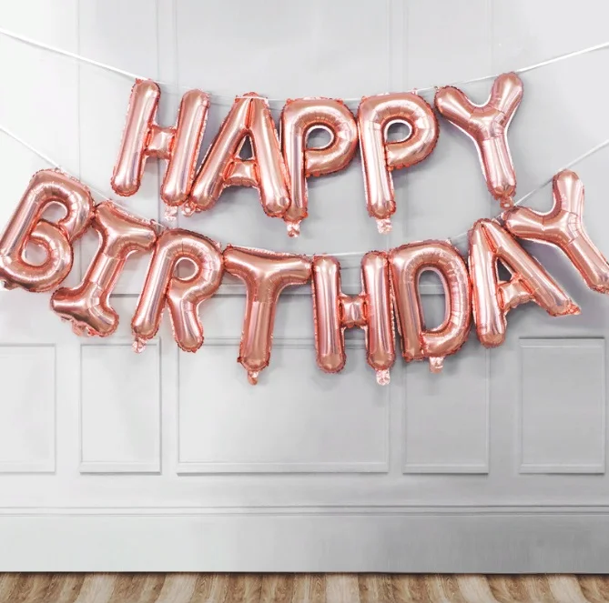 Розовый воздушные шары "Happy Birthday". Фольгированный