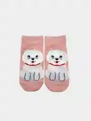 Розовый носки укороченные, женские, с вышитыми рисунками собак, 35-41