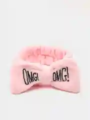Розовый повязка на голову косметическая для макияжа и умывания OMG