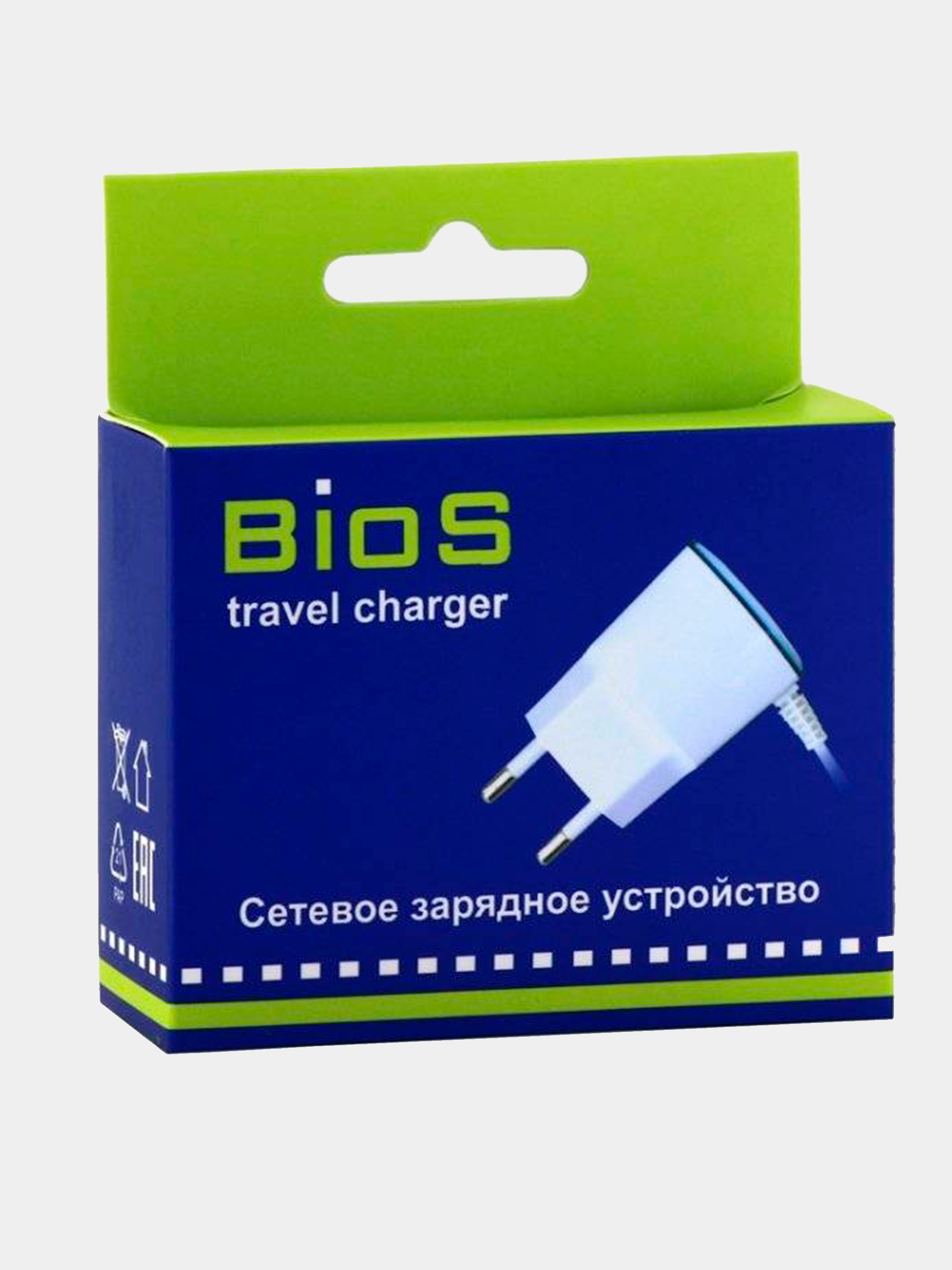 СЗУ (Сетевое зарядное устройство) Micro USB BIOS белый с подстветкой.  Сертифицирован купить по цене 97 ₽ в интернет-магазине Магнит Маркет