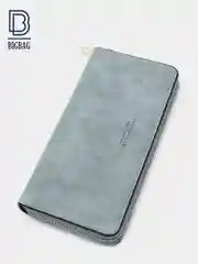 Серый кошелёк женский, на молнии, с ремешком на руку