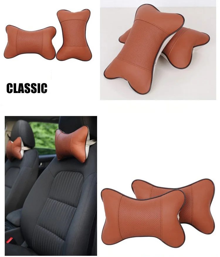 Бежевый подушка на подголовник автомобиля с перфорацией Classic