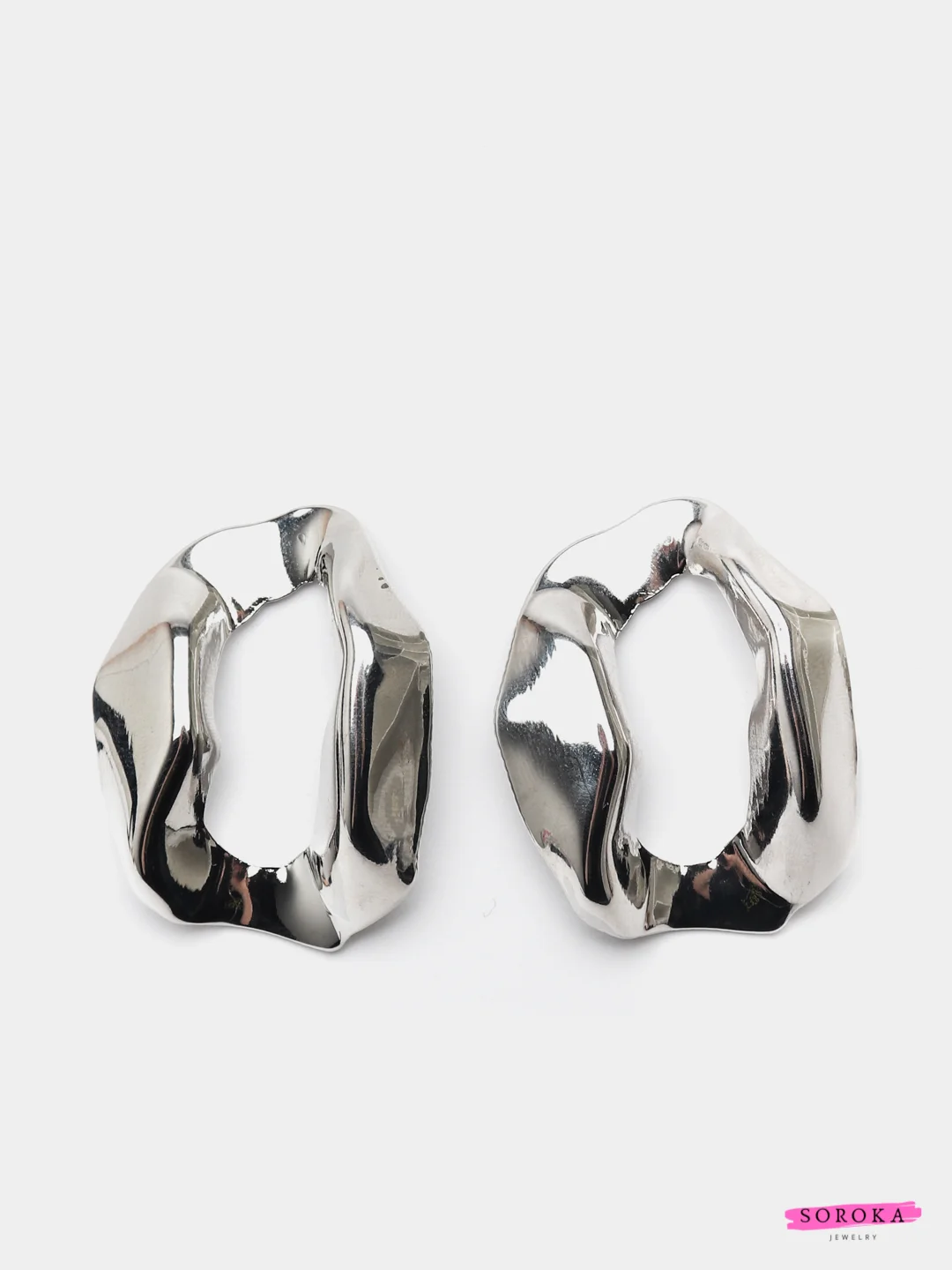 Серьги женские, "Индиго", с мятым эффектом, сережки гвоздики