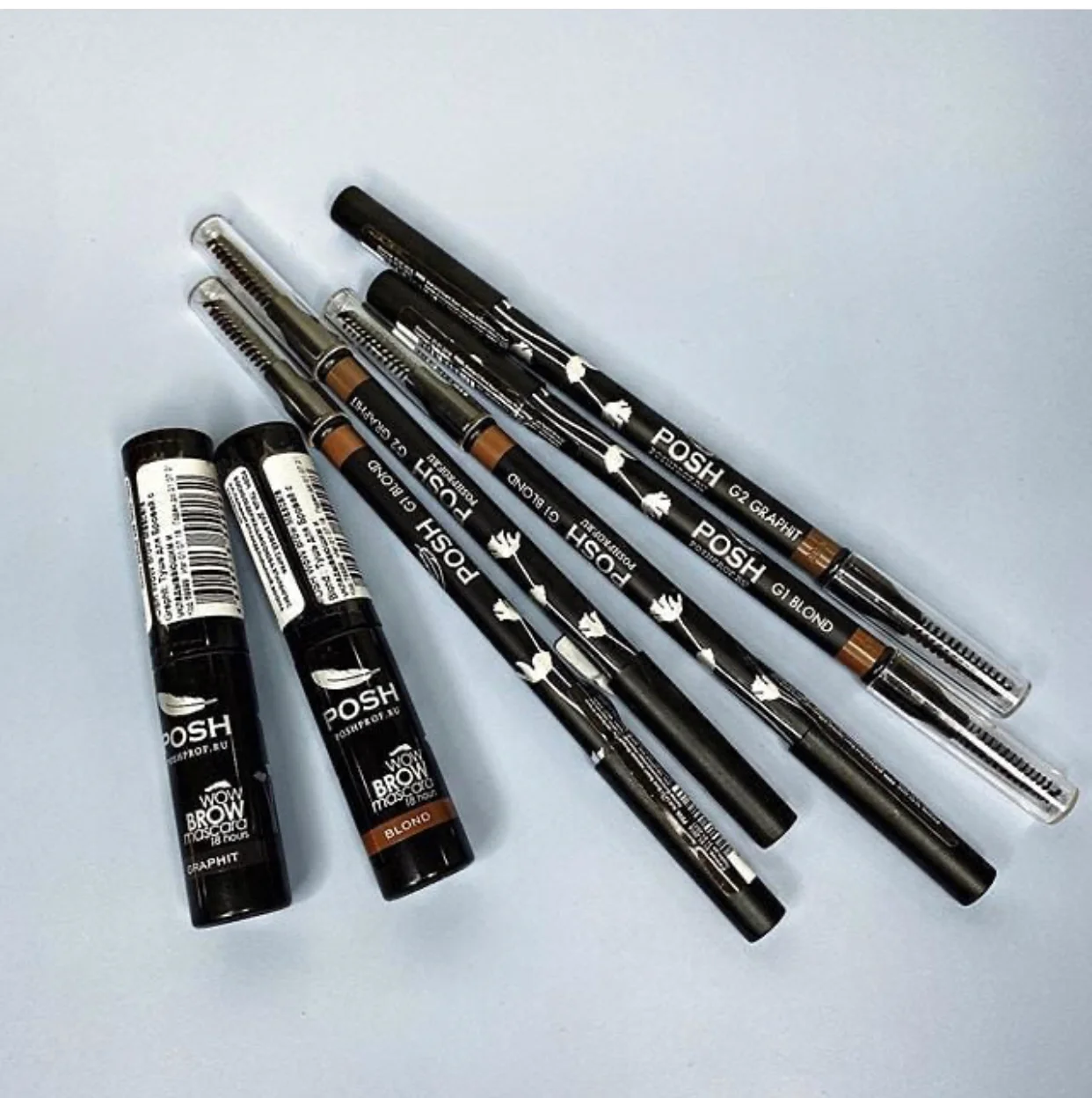 Тушь для бровей Posh "WoW Brow Mascara Graphit", 18 часов устойчивости