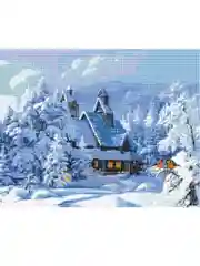 Алмазная мозаика "Избушка в зимнем лесу", 40 х 50