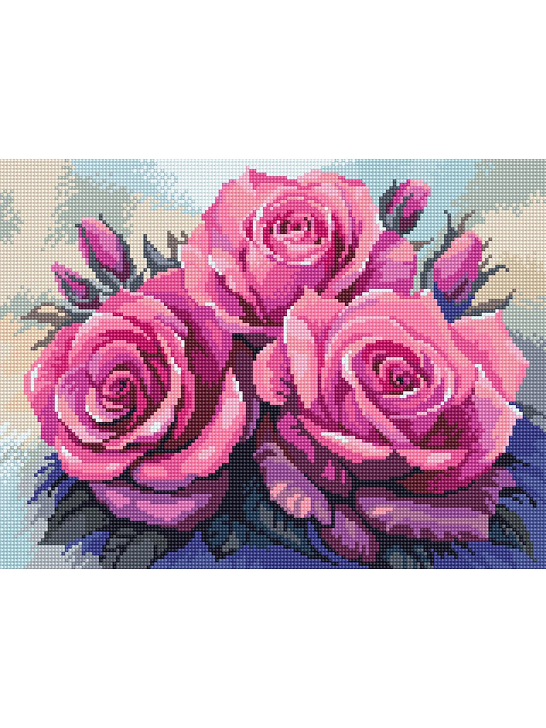 Алмазная мозаика "Розовые розы", 30 х 40