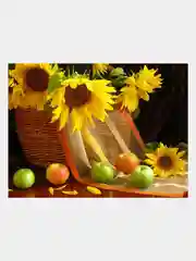 Алмазная мозаика "Подсолнухи и яблоки", 30 х 40