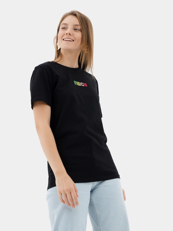 Футболка Seletstore, с татарским принтом вышивкой "Песи", черная, унисекс, хлопок