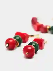 Комплект из коралла и черного агата