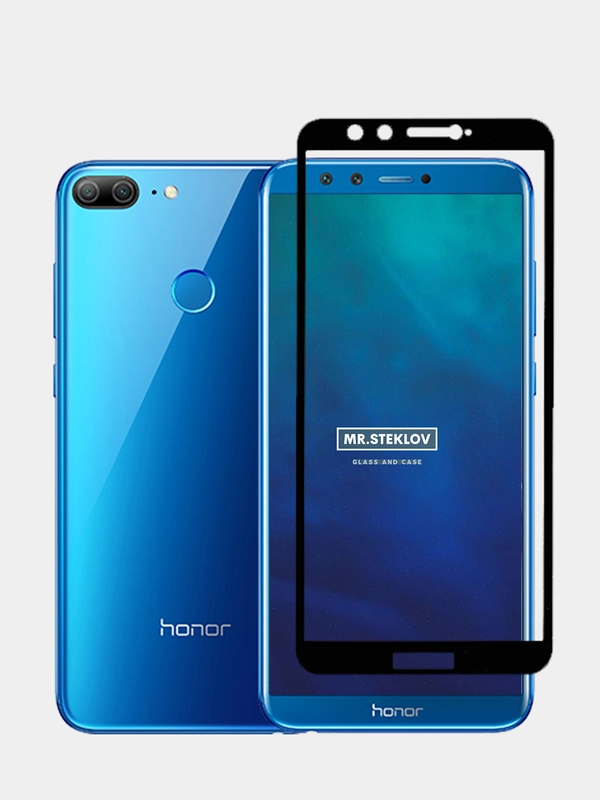 Защитное стекло на Huawei Honor 9 Lite (Хуавей Хонор 9 Лайт), полноэкранное, черное