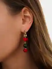 Комплект из коралла и черного агата