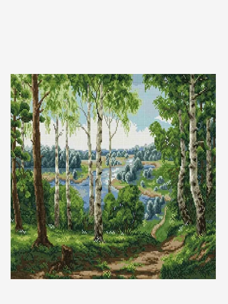Алмазная мозаика квадратные стразы "Любимые березки", 35х46 см
