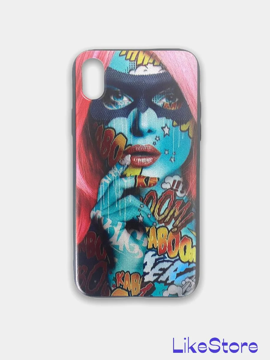 Серый меланж чехол для iPhone XR, с принтом
