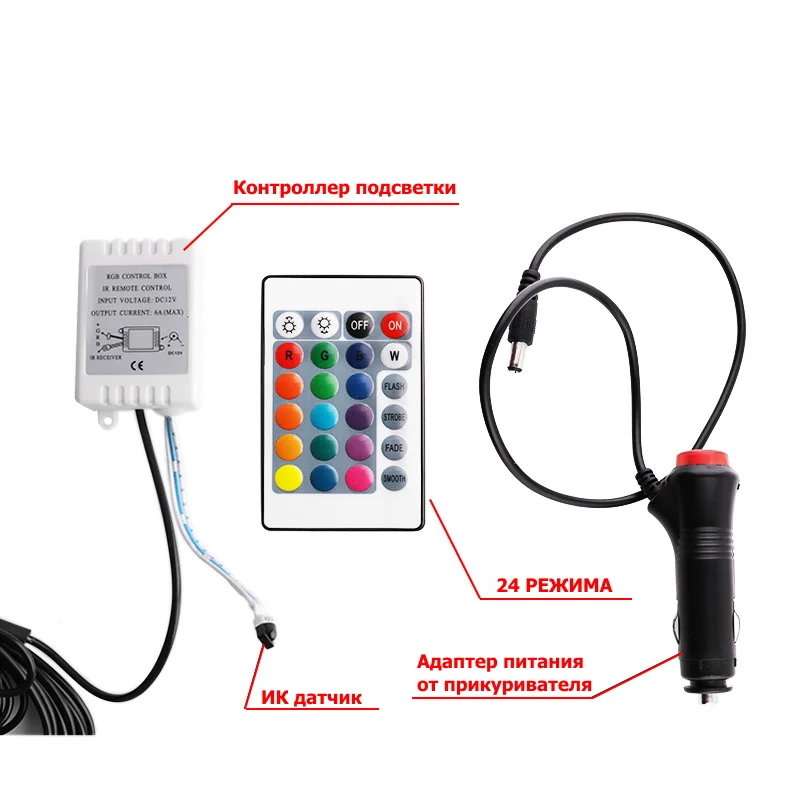 Подсветка салона автомобиля, многоцветная, RGB