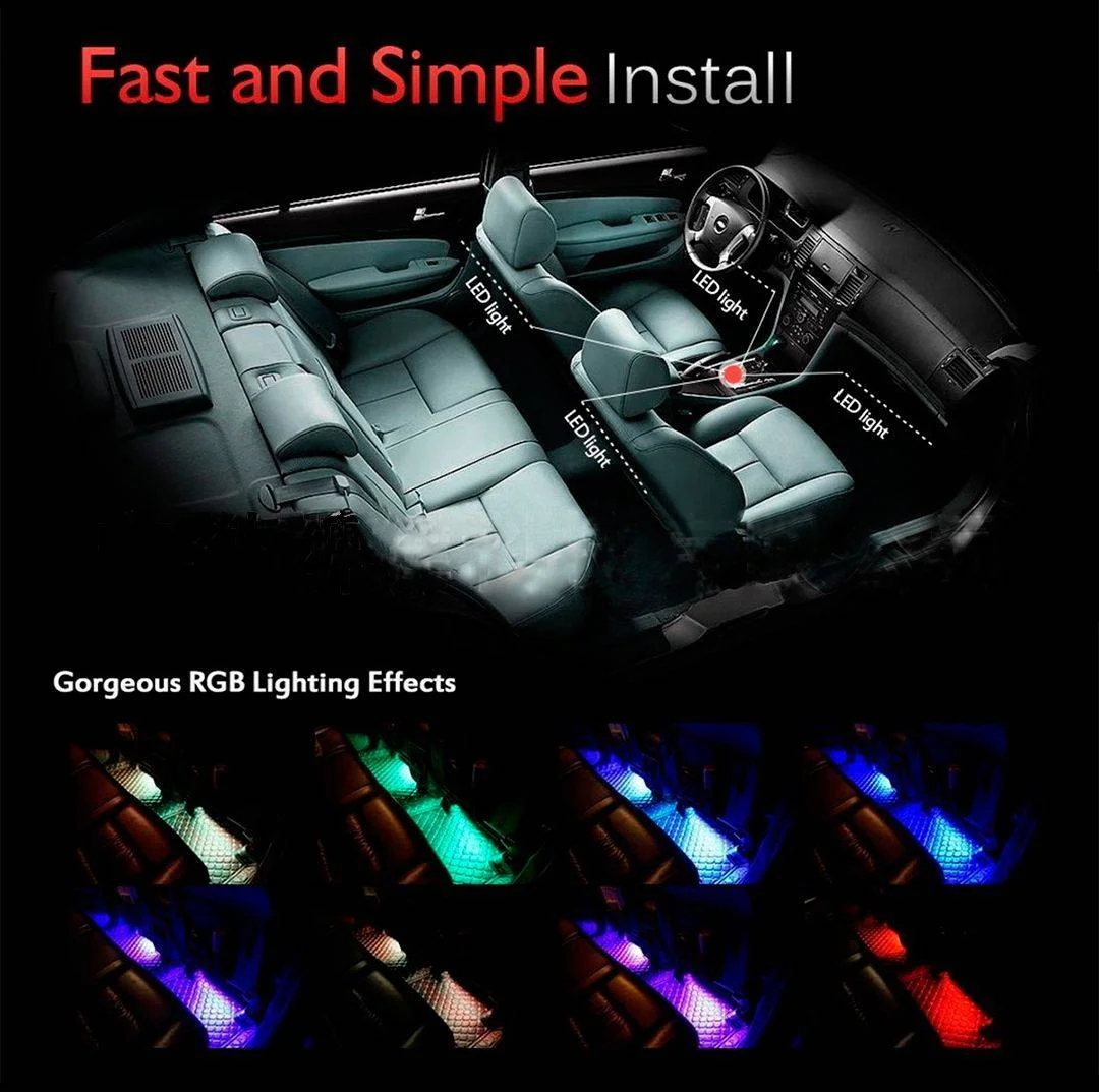 Подсветка салона автомобиля, многоцветная, RGB