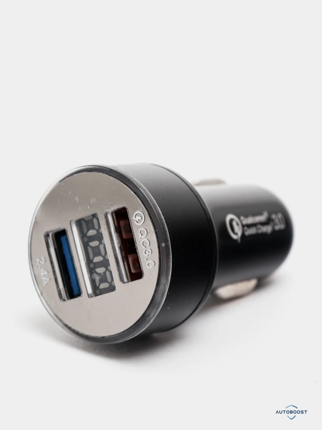 Черный автомобильное зарядное устройство, 2 USB, QC 3.0, быстрая зарядка, 2,4 А