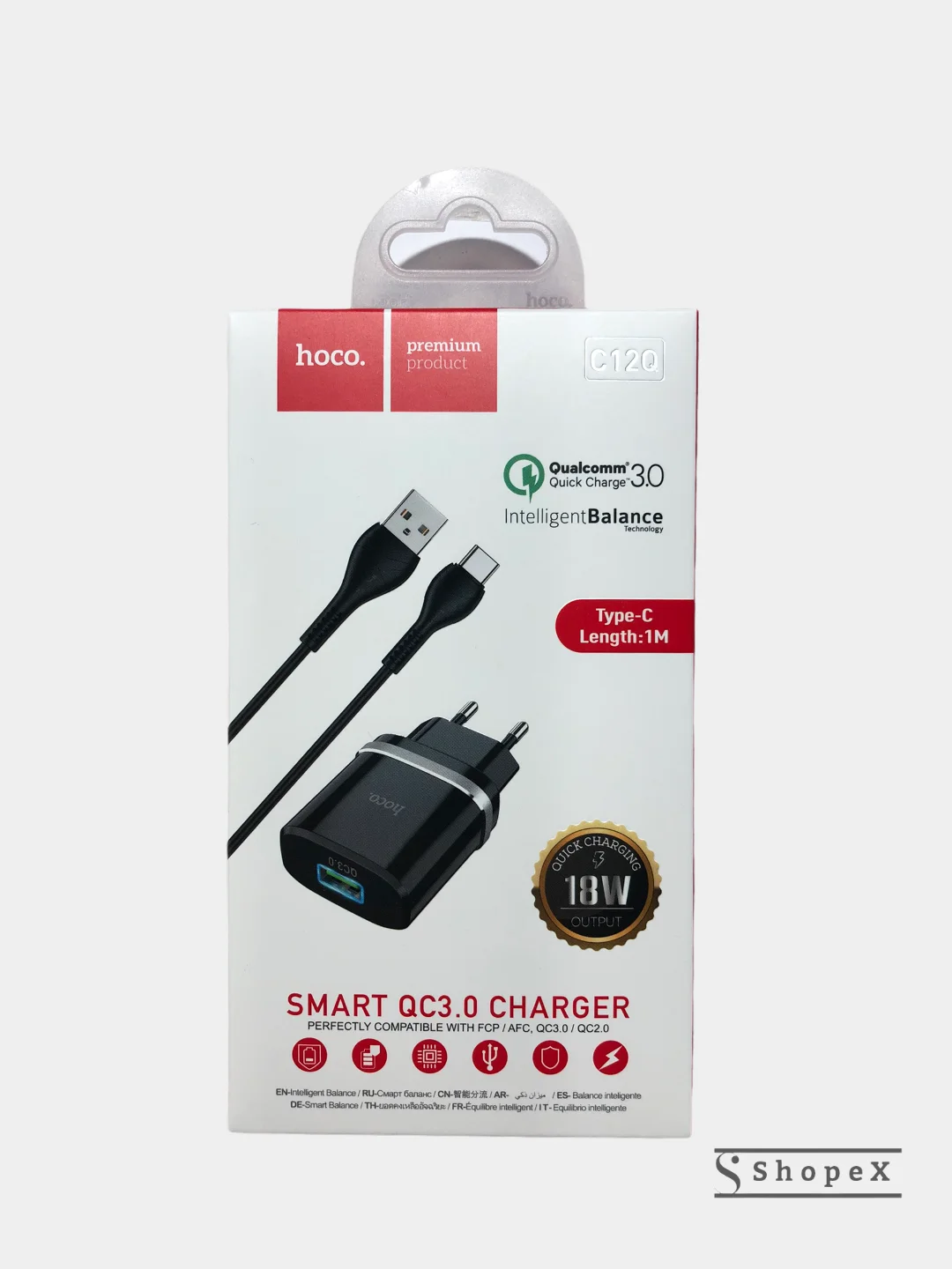 Белый сетевое зарядное устройство Type-C Hoco C12Q 18W QC 3.0 Самсунг/Хонор/Xiaomi/Андроид/Redmi