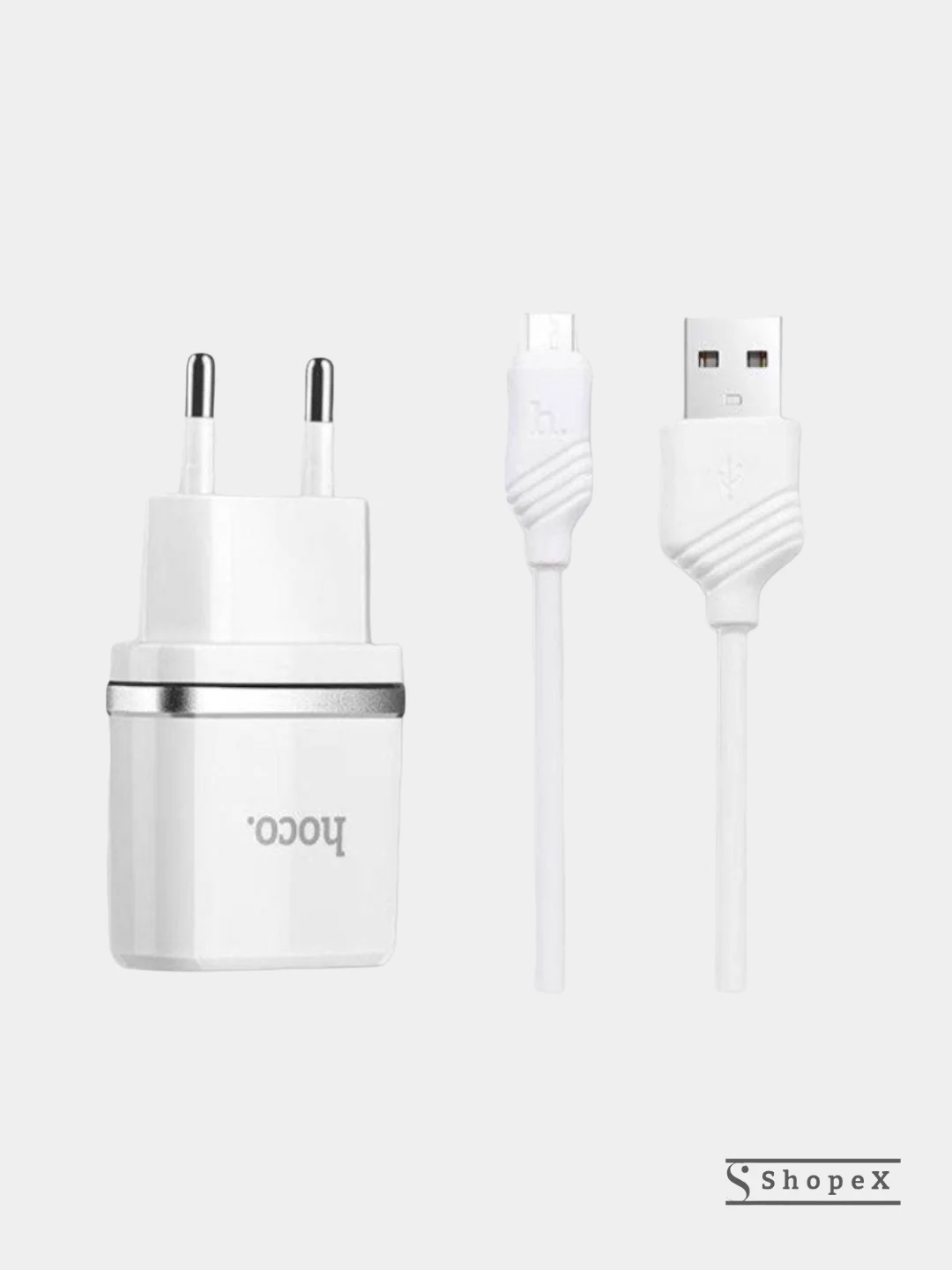 Белый сетевое зарядное устройство Hoco C12 Plus, кабель iPhone Lightning