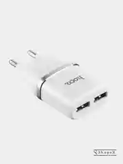 Белый сетевое зарядное устройство Hoco C12 Plus, кабель iPhone Lightning