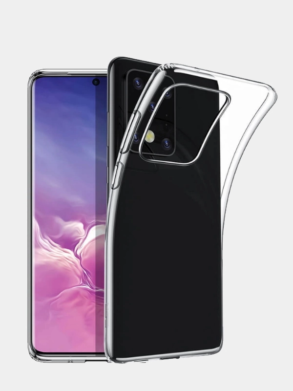 Чехол-накладка для Samsung Galaxy S20 Ultra, прозрачный, силиконовый