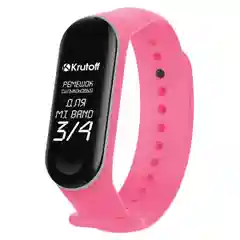 Розовый ремешок силиконовый Krutoff для Xiaomi Mi Band 3 / 4 (Сяоми Ми Бэнд 3 / 4)