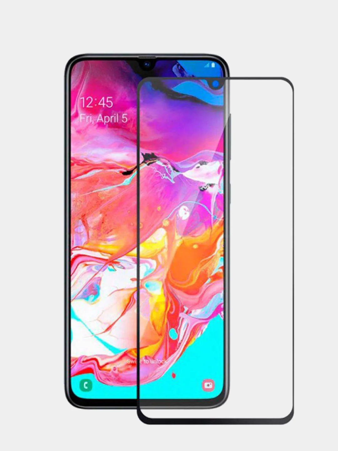 Защитное стекло 30D для Samsung A60, полная поклейка