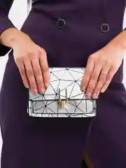 Серебряный квадратная сумка на цепочке