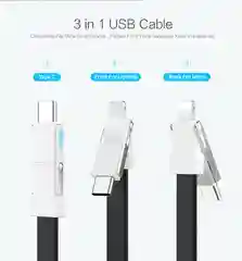Голубой кабель-брелок Floveme, Lightning / type-C, 2 цвета