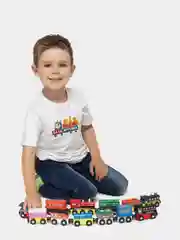 Деревянный детский поезд База Игрушек для железной дороги, 3 локомотива, 9 вагонов, ДП-3