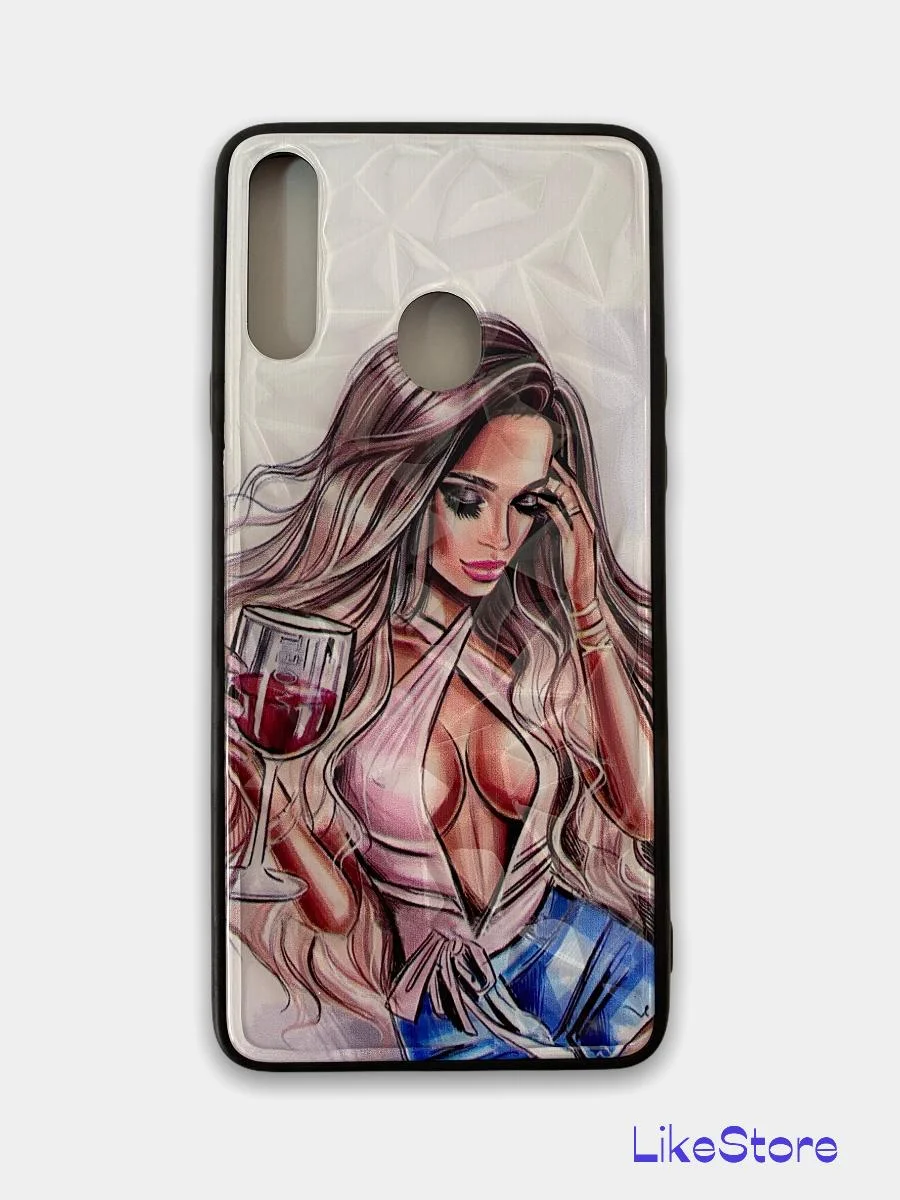 Черный чехол на Samsung A20S, из стекла