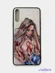 Черный чехол на Samsung A20S, из стекла