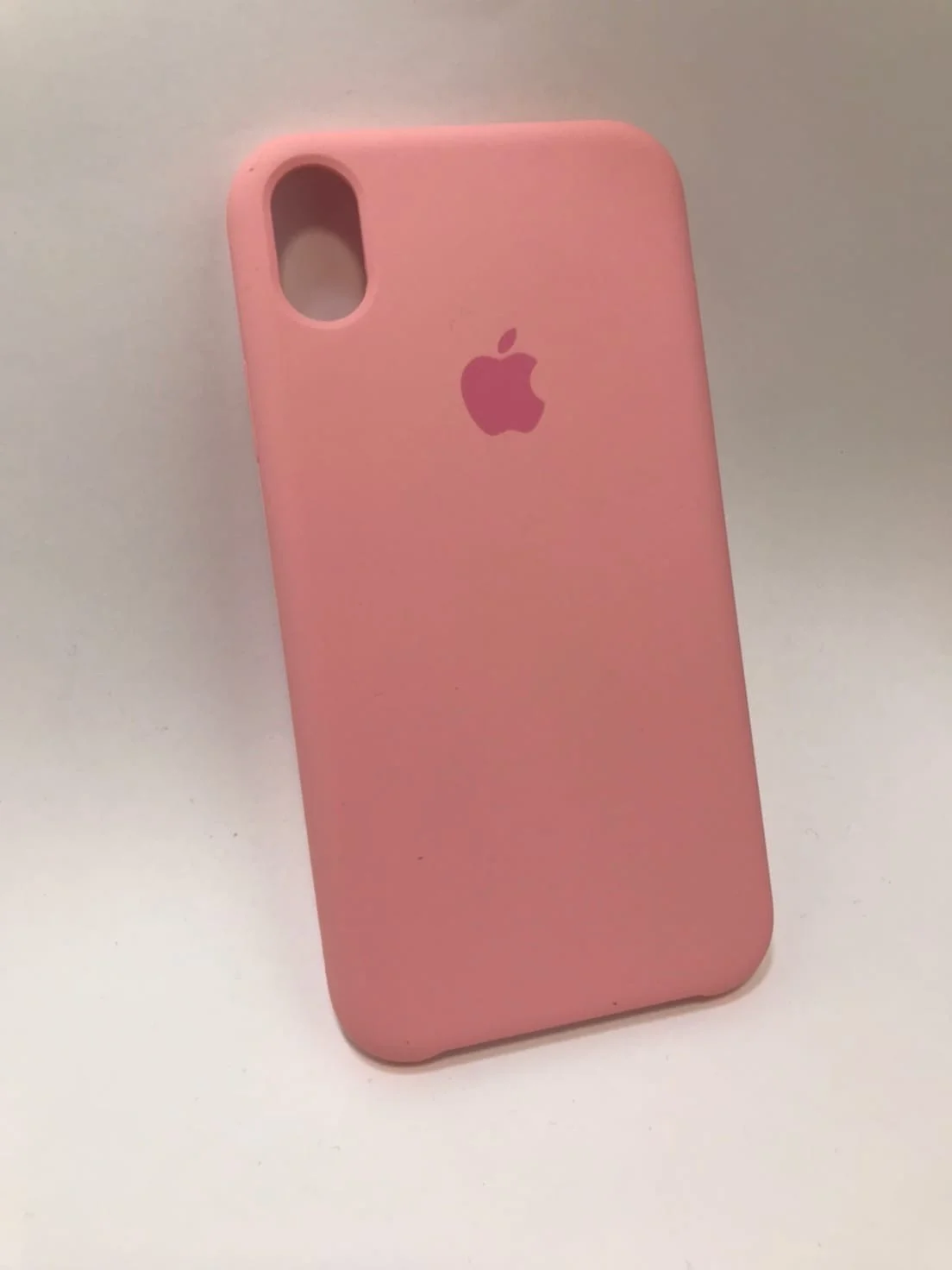 Коралловый защитный силиконовый чехол для iPhone XR с яблоком